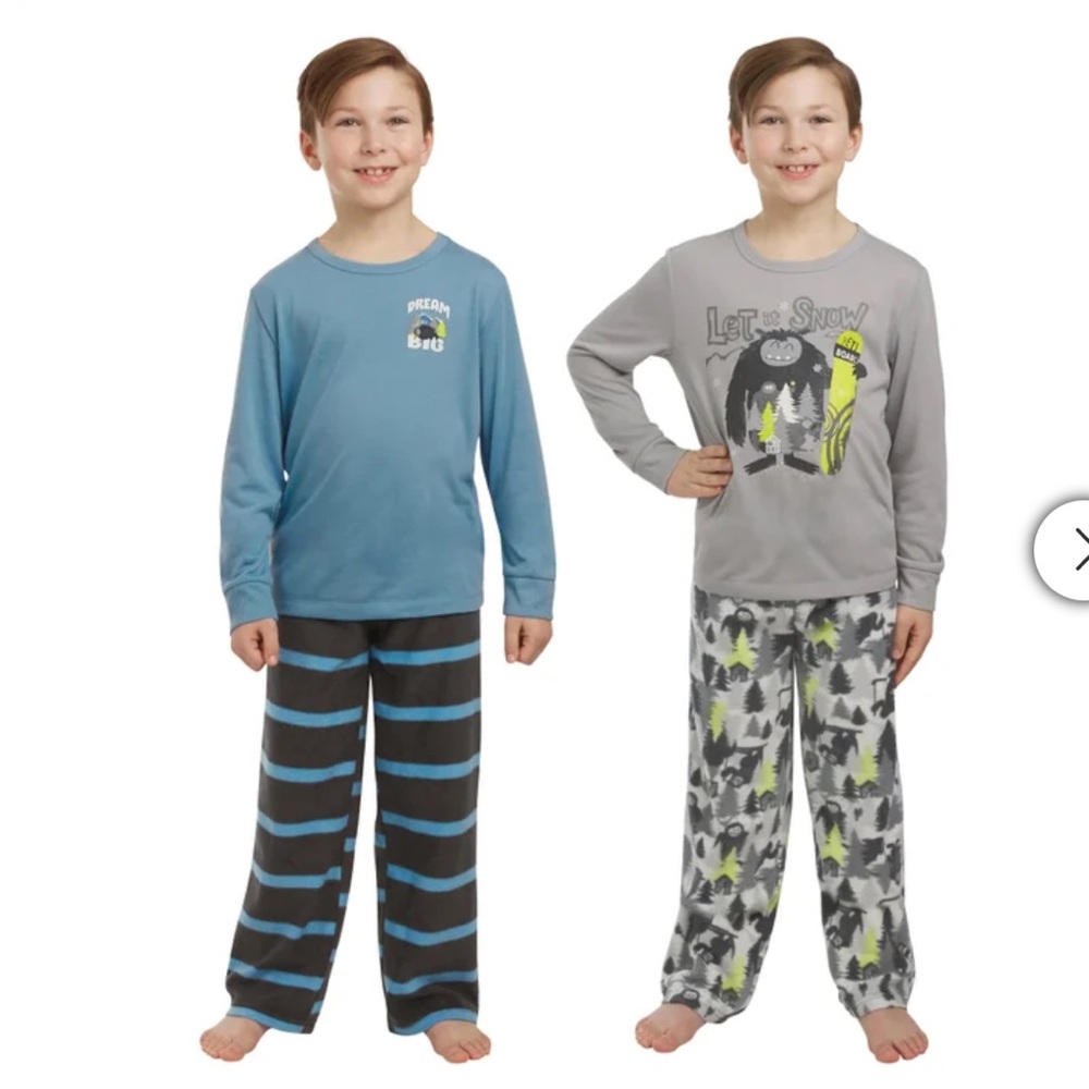 Eddie Bauer Kids 4-piece PJ Set Long Sleeves & Fleece Pants